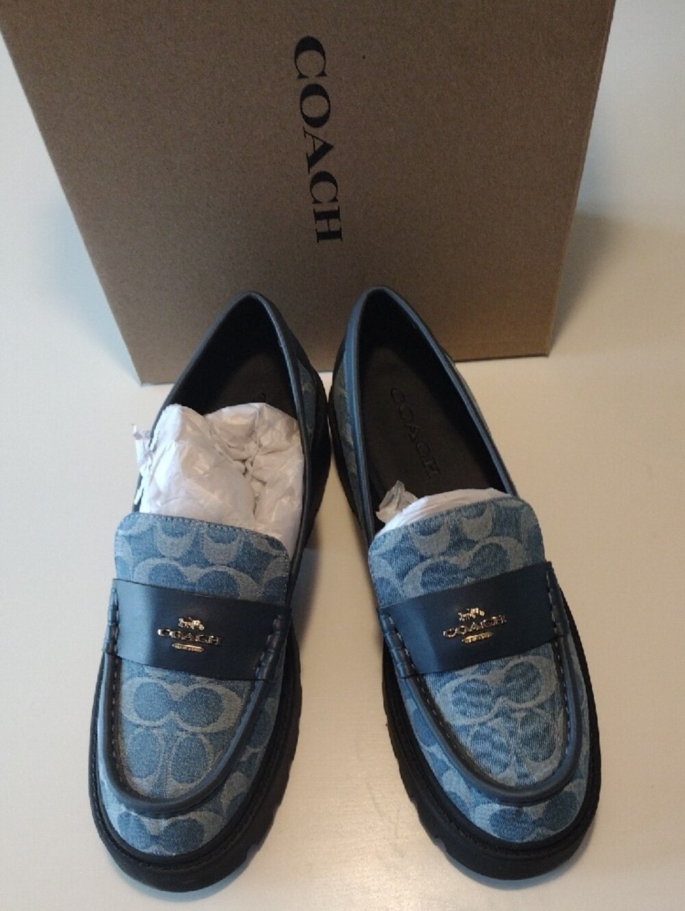 COACH Womens Denim Signature Penny Loafers. Pre-owned, Excellent Condition. - Picture 7 of 7